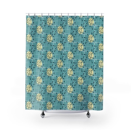 Mid Century Modern Shower Curtain, Atomic Stars Bathroom Decor for Retro Charm - Image 4