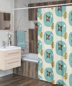 Mid Century Modern Shower Curtain, Retro Bathroom Accessory