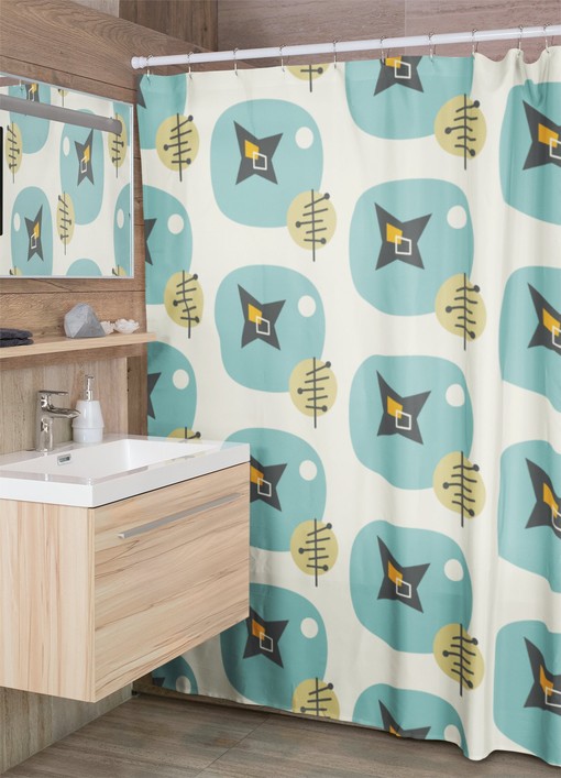 Mid Century Modern Shower Curtain, Retro Bathroom Accessory - Image 2