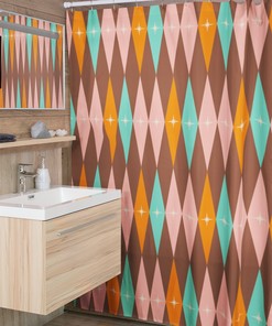 Mid Century Modern Shower Curtains, MCM Shower Accessory, Timeless Design for Retro Bathroom Decor