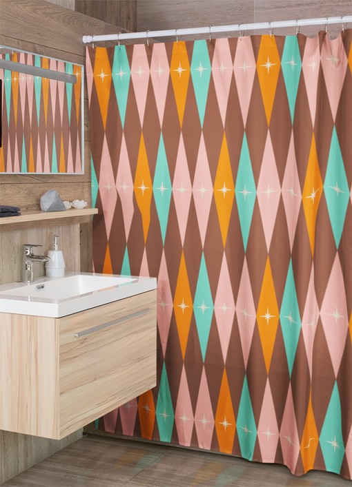 Mid Century Modern Shower Curtains, MCM Shower Accessory, Timeless Design for Retro Bathroom Decor