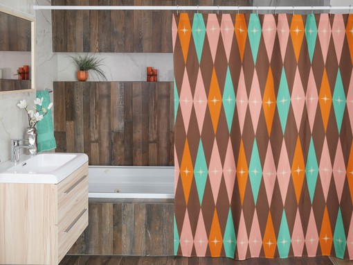 Mid Century Modern Shower Curtains, MCM Shower Accessory, Timeless Design for Retro Bathroom Decor - Image 4