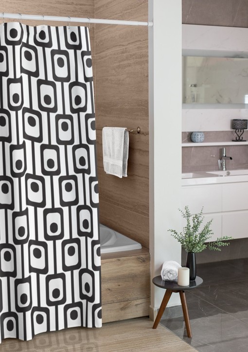 Mid Century Modern Shower Curtains - MCM Shower Accessory with Vintage Touch - Image 2