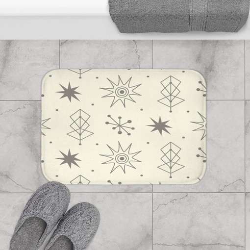 Mid Century Modern Spa Bathroom Set, Shower Curtains & Towels - Image 3