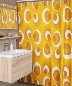 Mid Century Modern Tub Curtain, Vintage Bathroom Decor, Unique Tub Accessory