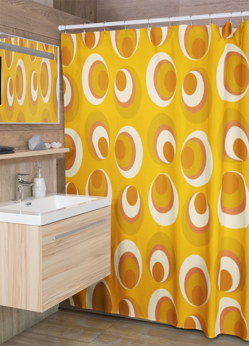 Mid Century Modern Tub Curtain, Vintage Bathroom Decor, Unique Tub Accessory
