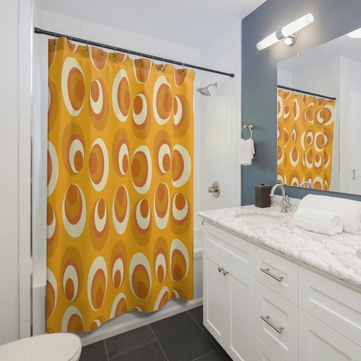 Mid Century Modern Tub Curtain, Vintage Bathroom Decor, Unique Tub Accessory - Image 3