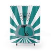 Mid Century Modern Turquoise Atomic Cat Kitsch Shower Curtain