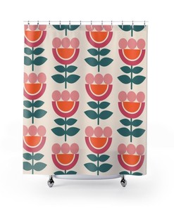 Mid Century Modern Vintage Shower Curtain for College Dorms