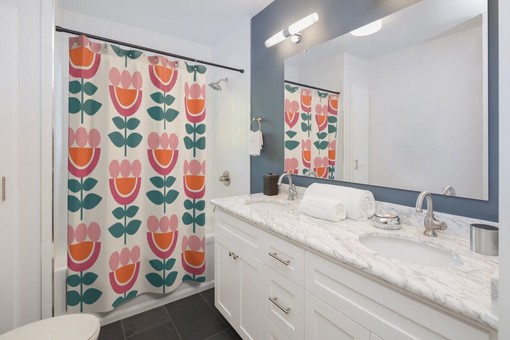 Mid Century Modern Vintage Shower Curtain for College Dorms - Image 2