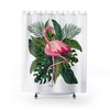 Mid Century Tropical Vibes Pink Flamingo Shower Curtain