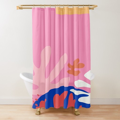 Mid-Century Abstract Boho Shower Curtain - Featuring Plant Patterns - Eco-Friendly and Water-Resistant - Image 4