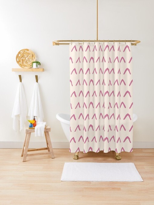 Mid-Century Abstract Boho Shower Curtain - Trendy and Eco-Friendly Waterproof Material - Image 3