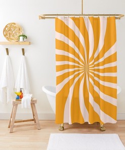 Mid-Century Abstract Plant Shower Curtain - Trendy Boho Bath Art with Eco-Friendly Material