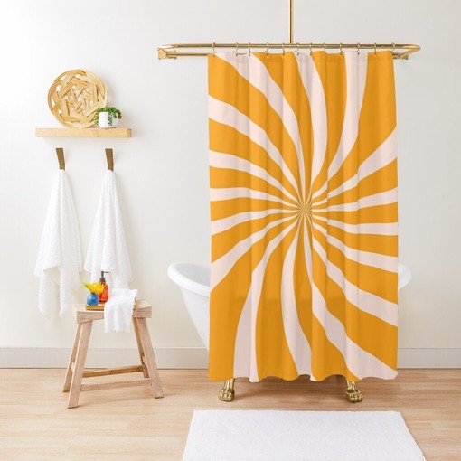Mid-Century Abstract Plant Shower Curtain - Trendy Boho Bath Art with Eco-Friendly Material