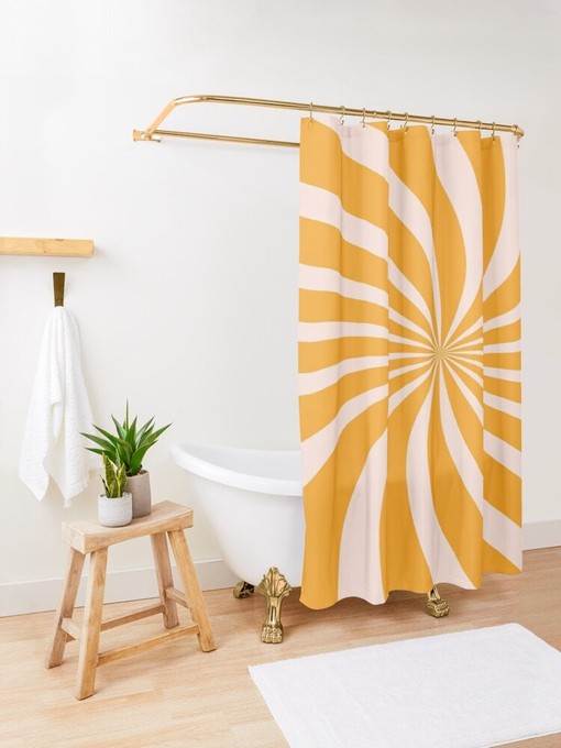 Mid-Century Abstract Plant Shower Curtain - Trendy Boho Bath Art with Eco-Friendly Material - Image 2