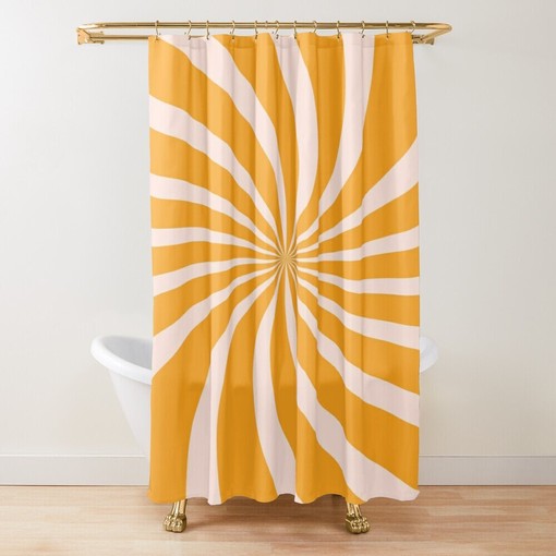 Mid-Century Abstract Plant Shower Curtain - Trendy Boho Bath Art with Eco-Friendly Material - Image 3