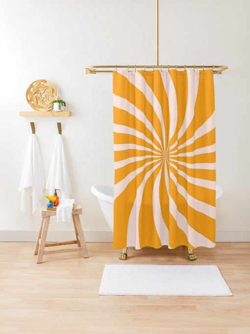 Mid-Century Abstract Plant Shower Curtain - Trendy Boho Bath Art with Eco-Friendly Material - Image 4