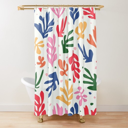 Mid-Century Disney Boho Abstract Patterns Shower Curtain - Trendy and Eco-Friendly Waterproof Decor with Hooks Included - Image 2