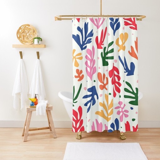 Mid-Century Disney Boho Abstract Patterns Shower Curtain - Trendy and Eco-Friendly Waterproof Decor with Hooks Included - Image 3