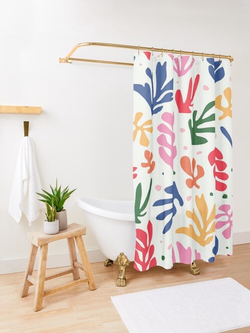Mid-Century Disney Boho Abstract Patterns Shower Curtain - Trendy and Eco-Friendly Waterproof Decor with Hooks Included - Image 4