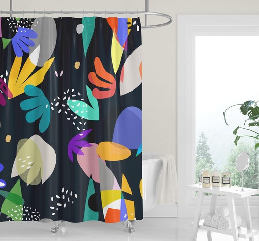 Mid-Century Matisse Abstract Cutouts Shower Curtain with Whimsical Design