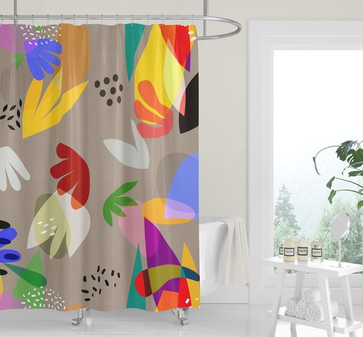 Mid-Century Matisse Abstract Cutouts Shower Curtain with Whimsical Design - Image 3
