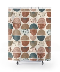 Mid-Century Modern Boho Tub Curtain for Bathroom and Dorm Decor