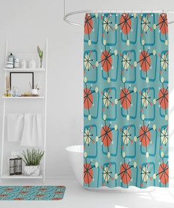 Mid-Century Modern Shower Curtain, 60's Inspired Bathroom Decor with a Retro Flair