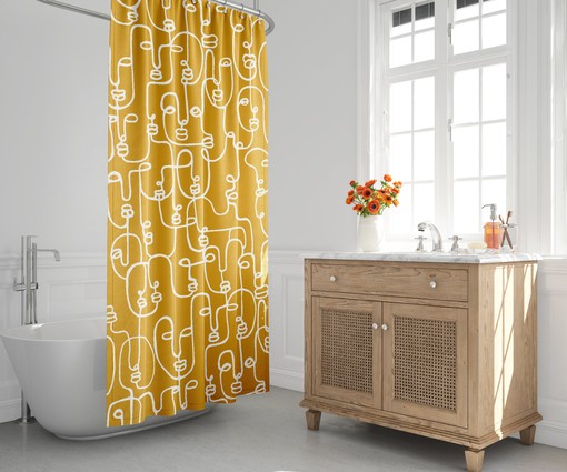 Mid-Century Modern Shower Curtain, Unique Bath Decor, Contemporary Style
