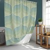 Mid-Century Retro Green Blue Shower Curtain Set, Decorative Bathroom Accessories