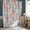 Mid-century Geometric Print Fabric Shower Curtain and Mat, Decorative Bathroom Accessories