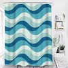 Mid-century Retro Ocean Waves Blue White Shower Curtain, Coastal Bathroom Decor Accessories