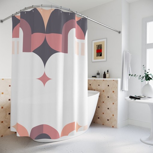 Mid-century Tribal Shower Curtain | Primitive but Fashionable | Vintage Bathroom Shower Curtains
