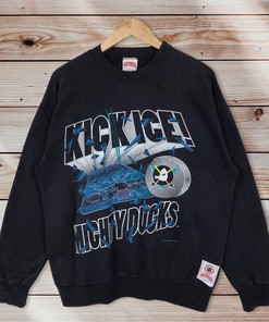 Mighty Ducks Vintage Style Crewneck Sweatshirt Pullover - NHL Nutmeg 90s