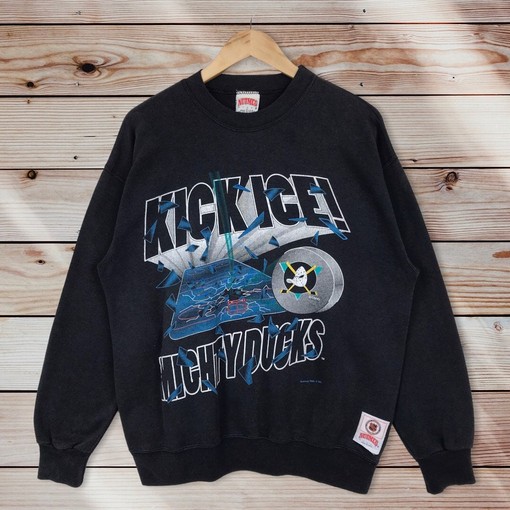 Mighty Ducks Vintage Style Crewneck Sweatshirt Pullover - NHL Nutmeg 90s