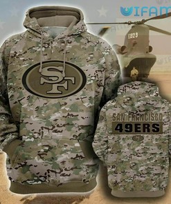 Military Hoodie with Camo Pattern All Over Print 3D - San Francisco 49ers Edition