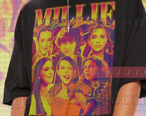 Millie Bobby Brown Homage Tshirt for Women, Vintage Millie Bobby Brown Fan Tee, Stranger Things Shirt, 90s Retro Sweater - Image 2