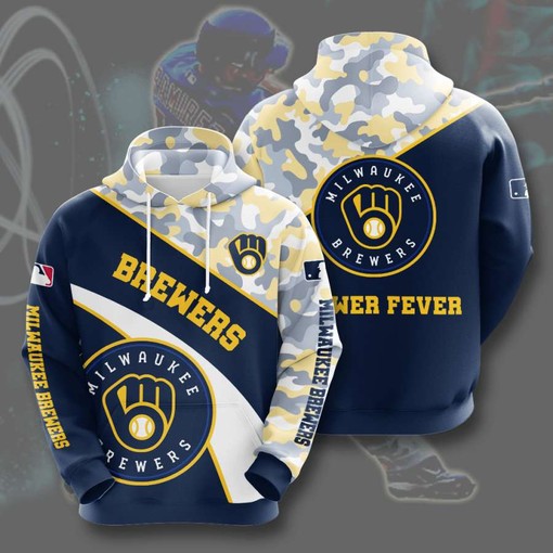 Milwaukee Brewers 3D Hoodie with Personalized All Over Print Design - Perfect for Fans