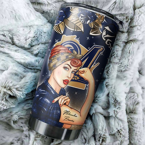 Milwaukee Brewers Strong Best Mom Ever Design MLB Tumbler - Personalized Design - Image 2