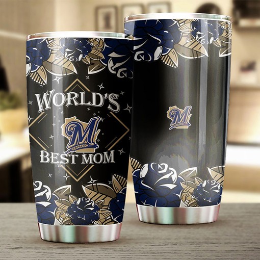 Milwaukee Brewers World's Best Mom MLB Tumbler with Personalization and Logo for Moms - Image 2