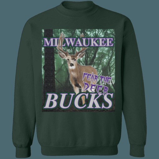 Milwaukee Bucks Fear The Deer Vintage NBA Sweatshirt Hoodie Shirt for NBA Fans - Image 2