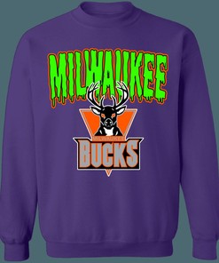 Milwaukee Bucks HALLOWEEN Retro NBA Crewneck Sweatshirt Hoodie Shirt - Gifts for NBA Fans