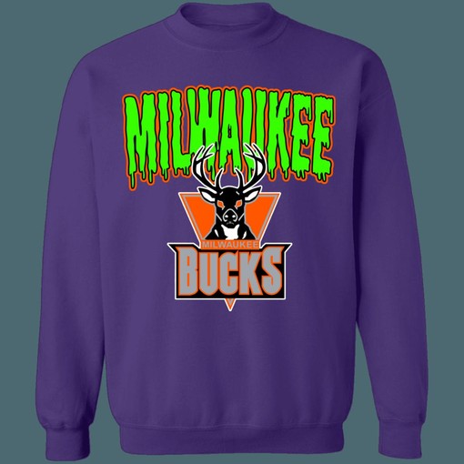 Milwaukee Bucks HALLOWEEN Retro NBA Crewneck Sweatshirt Hoodie Shirt - Gifts for NBA Fans