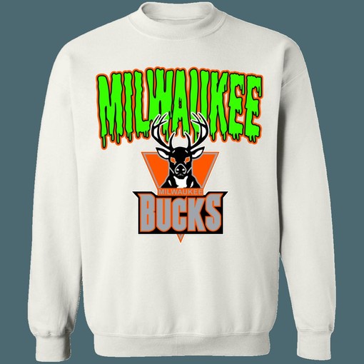 Milwaukee Bucks HALLOWEEN Retro NBA Crewneck Sweatshirt Hoodie Shirt - Gifts for NBA Fans - Image 3