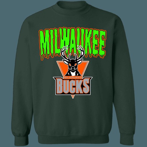 Milwaukee Bucks HALLOWEEN Retro NBA Crewneck Sweatshirt Hoodie Shirt - Gifts for NBA Fans - Image 4