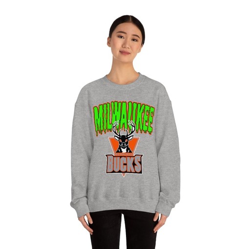 Milwaukee Bucks HALLOWEEN Retro NBA Sweatshirt Hoodie Shirt For NBA Fans - Image 2