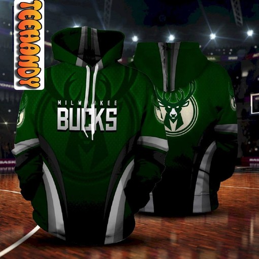 Milwaukee Bucks Premium All Over Print 3D Hoodie with Team Logo and Design