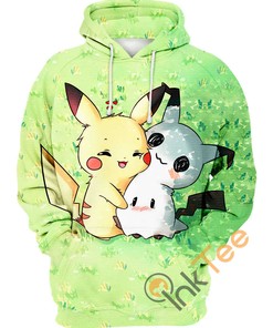 Mimikyu and Pikachu All Over Print Hoodie with Realistic 3D Graphics