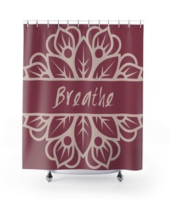 Mindfulness Boho Mandala Shower Curtain / Breathe Inspirational Print / Eclectic Bathroom Decor / New Home Gift